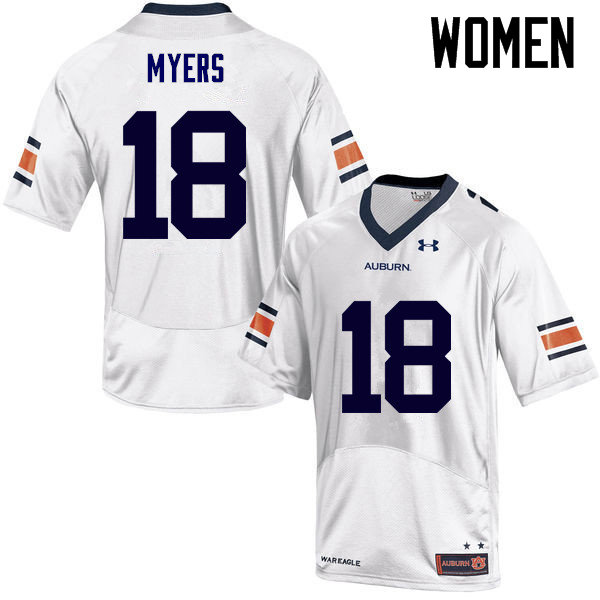 Auburn Tigers Women's Jayvaughn Myers #18 White Under Armour Stitched College NCAA Authentic Football Jersey QDW0574AO